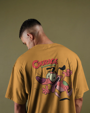 KOVASKO Mens Courage The Cowardly Dog Oversized T-Shirt