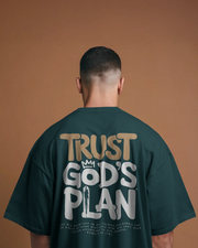 KOVASKO Mens Trust Gods Plan Oversized T-Shirt